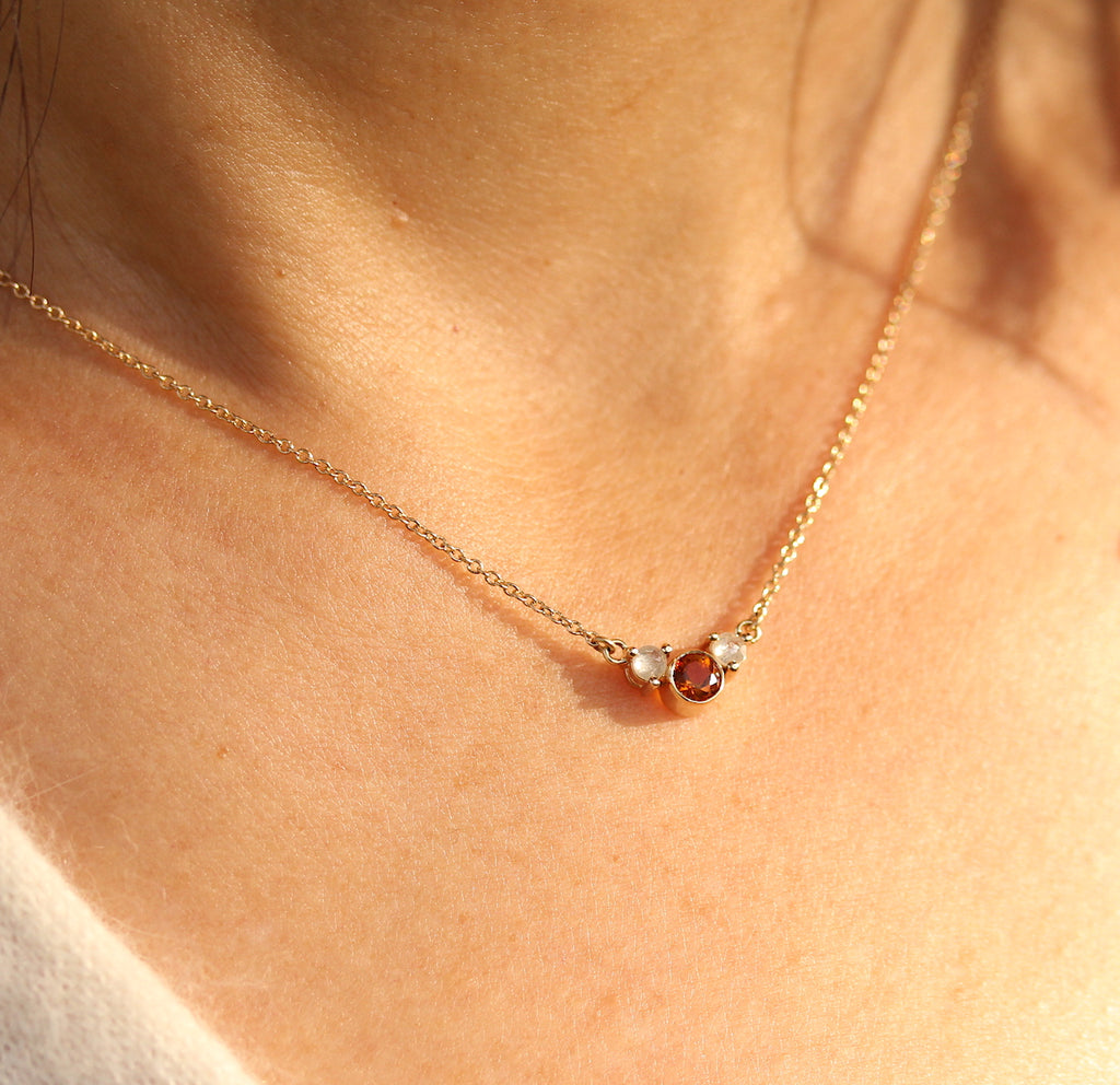 Citrine and rose cut diamond necklace