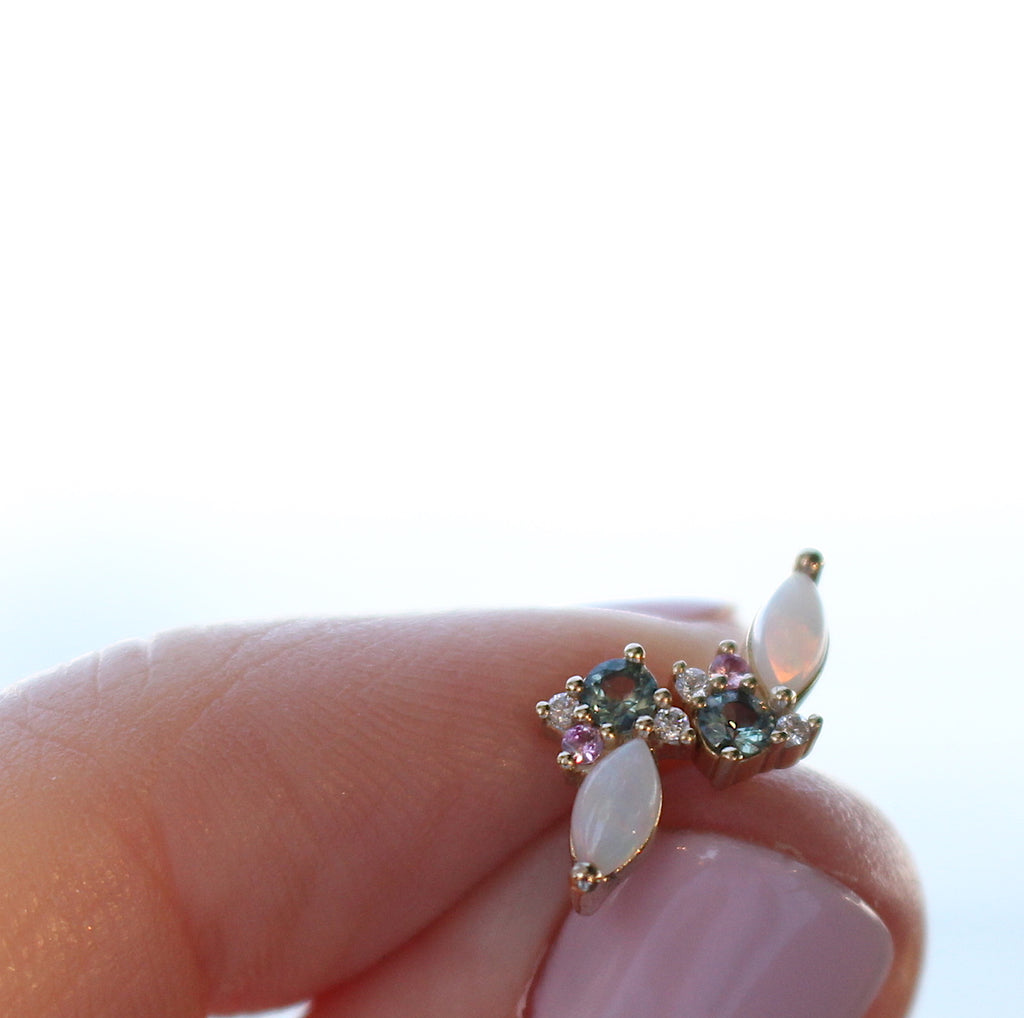 Gold Cluster Gemstone Stud