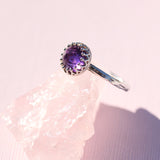 Rose Cut Gemstone Crown Ring in Sterling Silver | Crown Jewel | 8mm