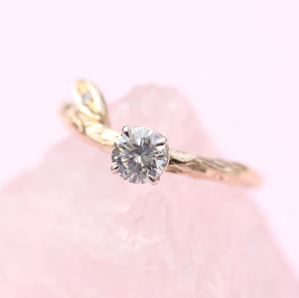 yellow gold organic engagement ring