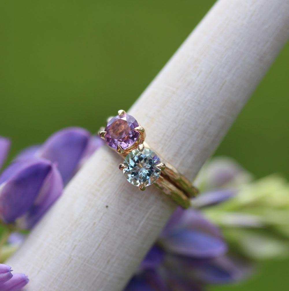 Amethyst and aquamarine solitaire