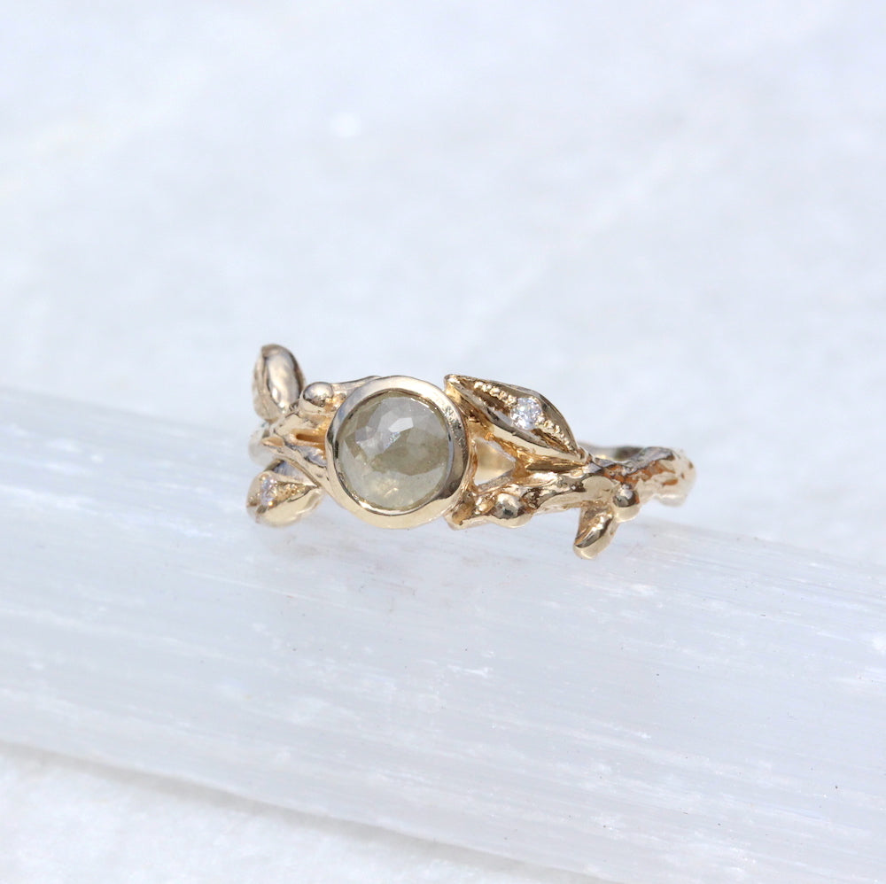 Rose cut organic diamond ring