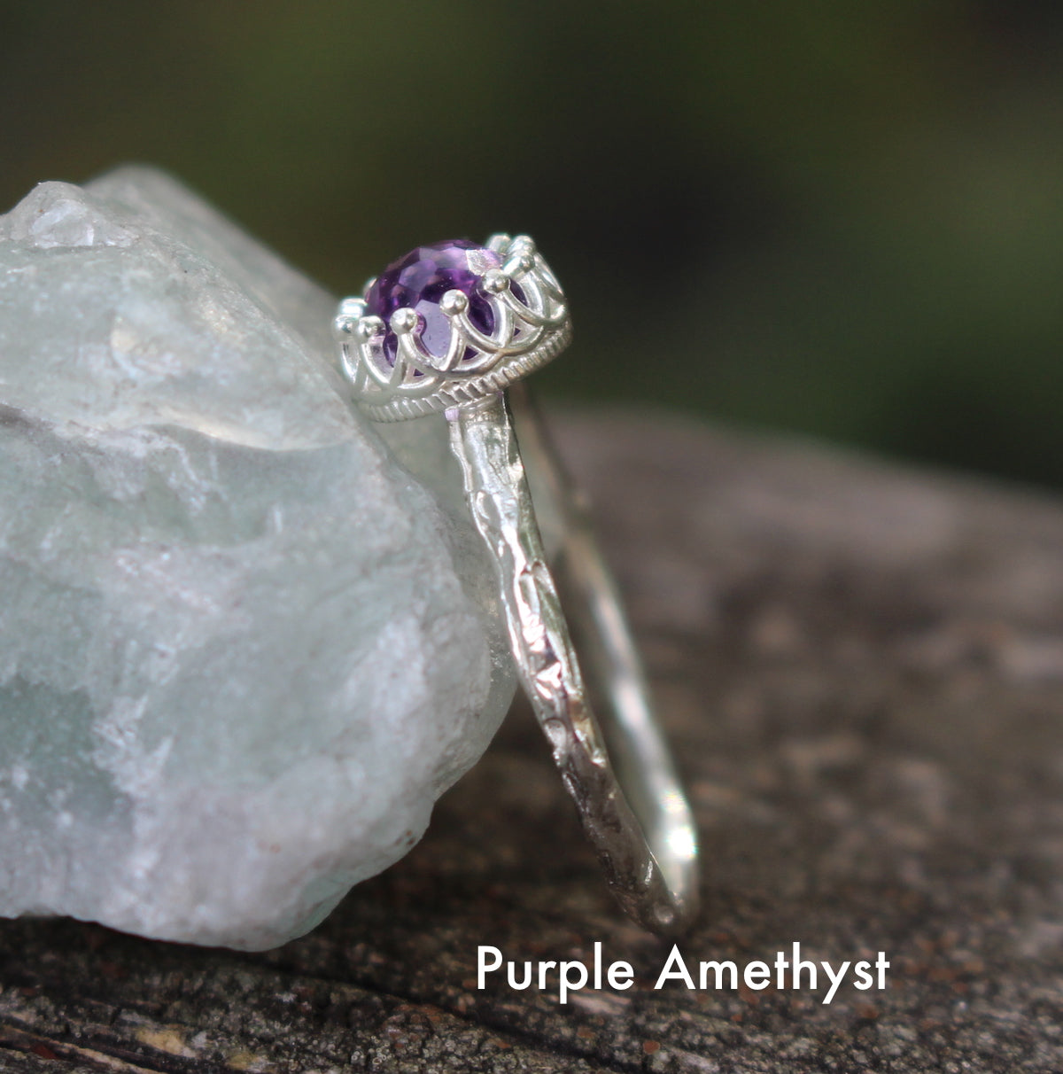 Rose Cut Gemstone Ring in Sterling Silver |  Crown Jewel | 6mm