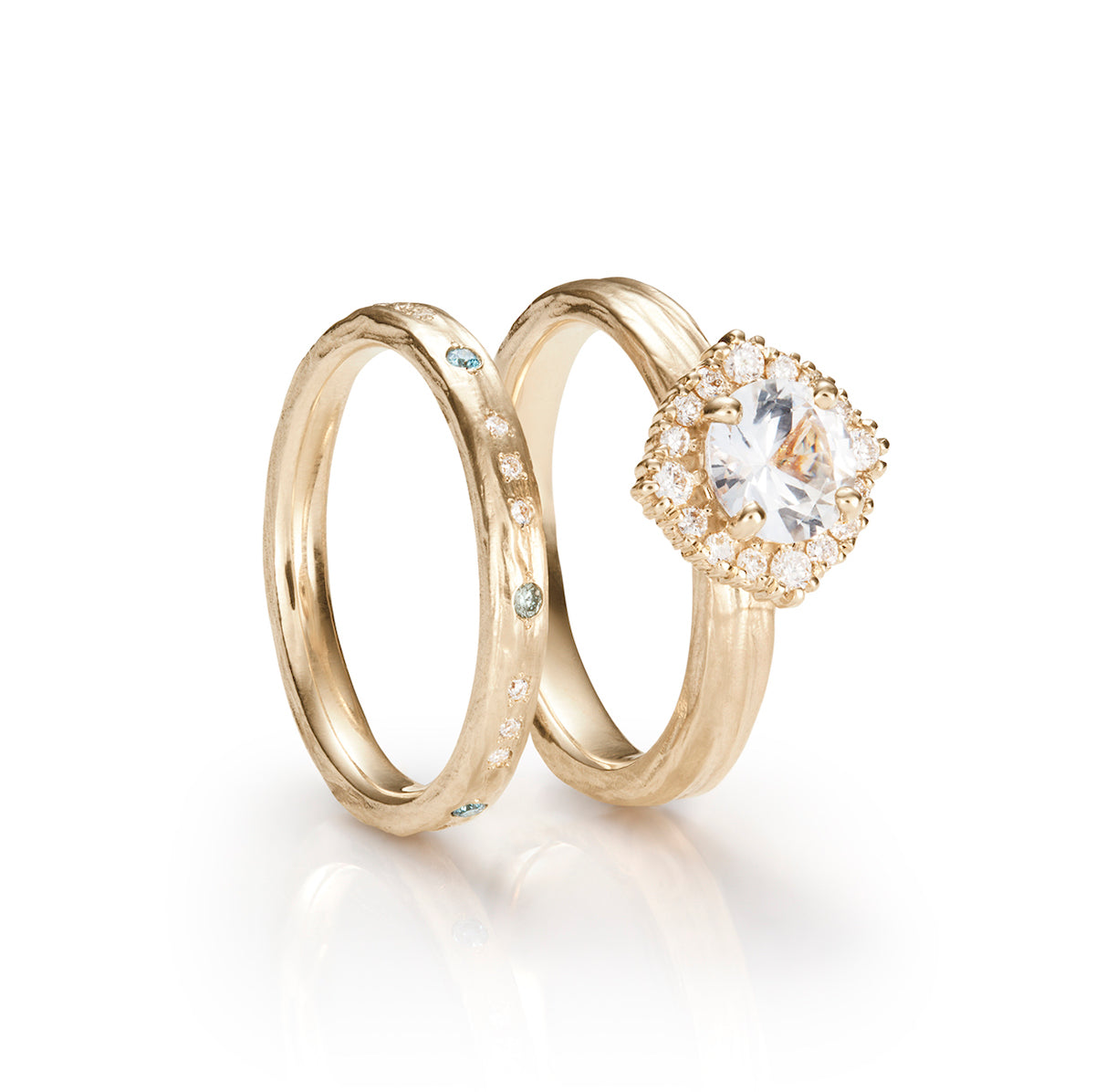 water engagement ring with band