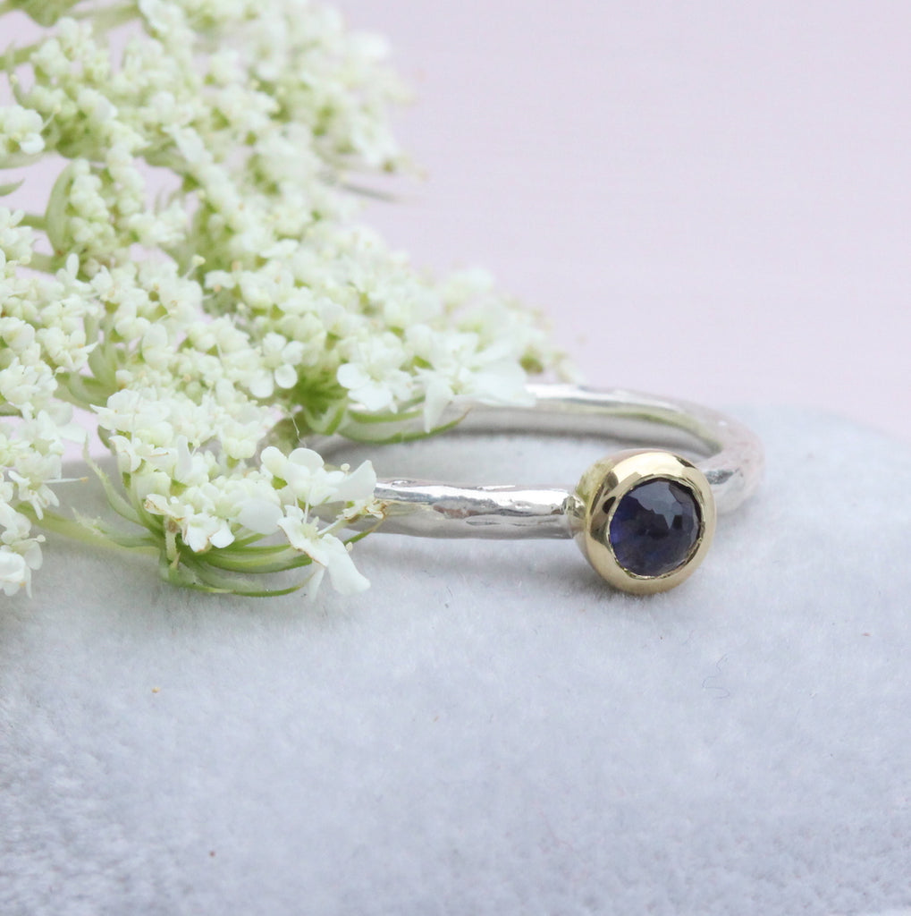 Iolite bezel branch ring