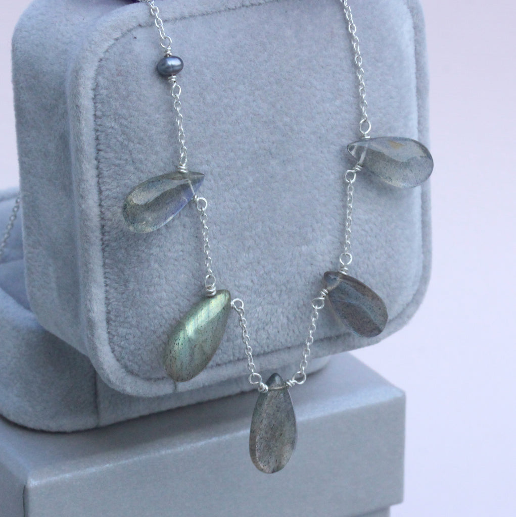 Delicate gemstone drop necklace