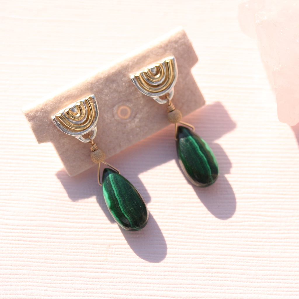 Malachite drop earring