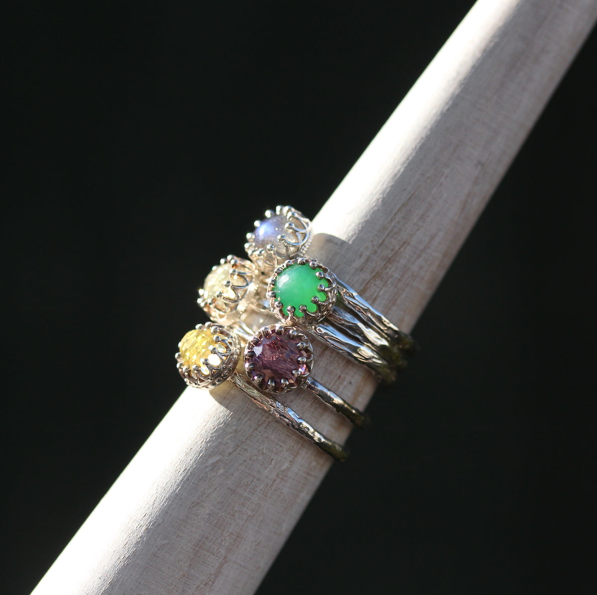 Rose Cut Gemstone Ring in Sterling Silver |  Crown Jewel | 6mm