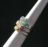 Rose Cut Gemstone Ring in Sterling Silver |  Crown Jewel | 6mm