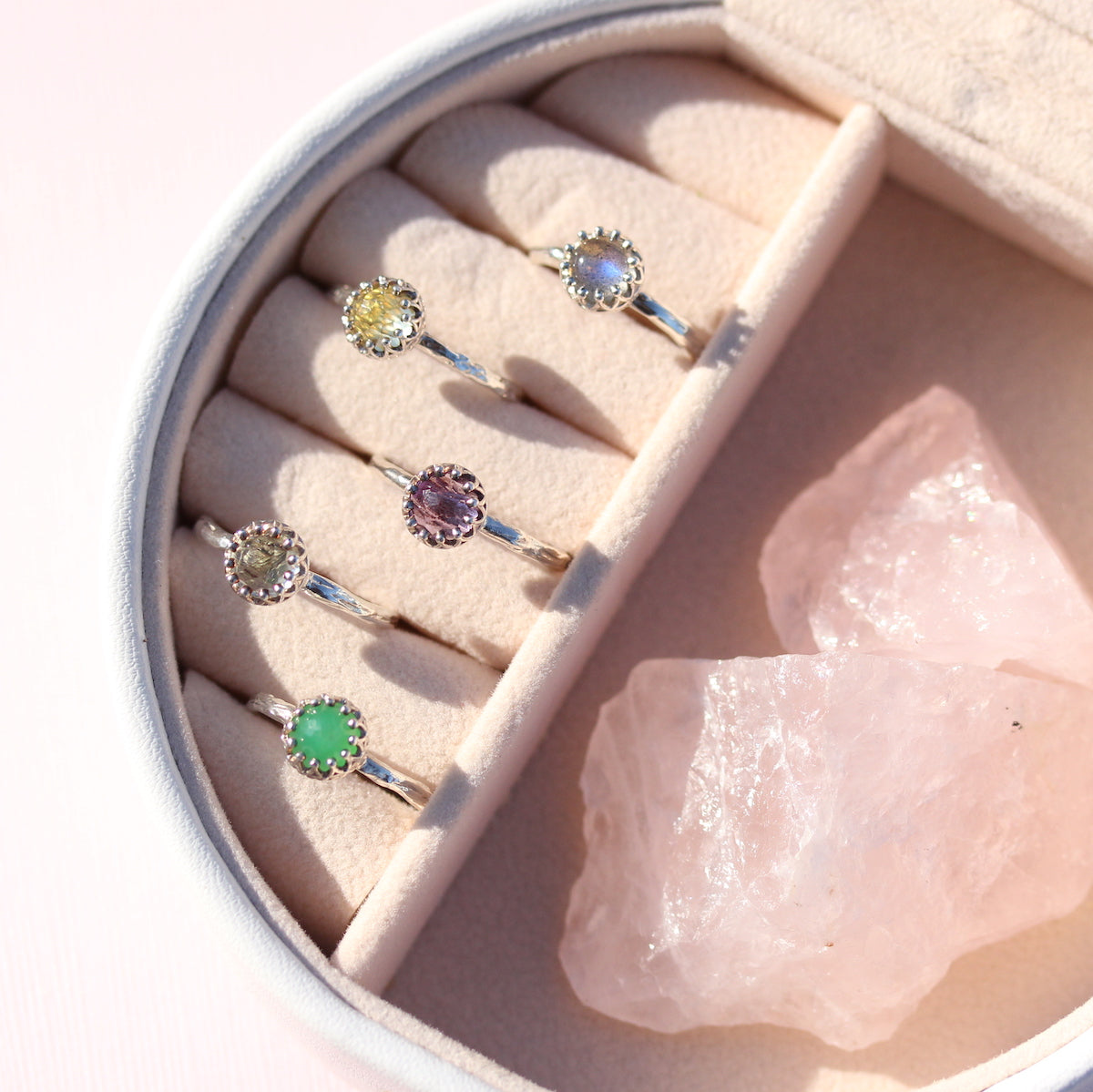 Rose Cut Gemstone Ring in Sterling Silver |  Crown Jewel | 6mm