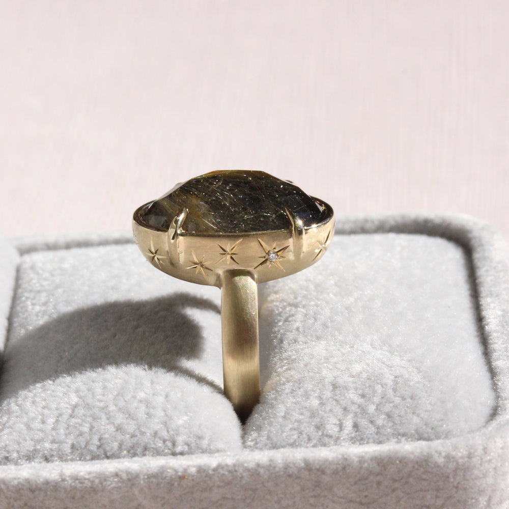 Rose cut Onyx Ring