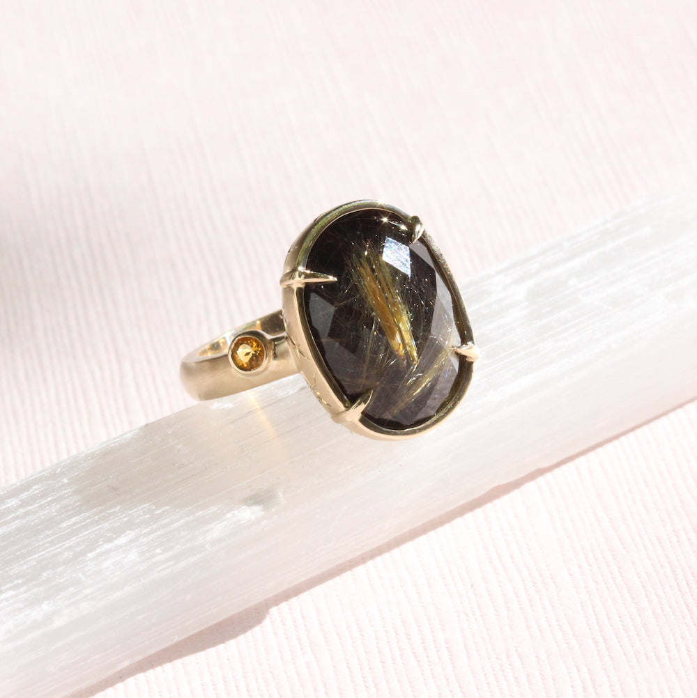 Rose cut Onyx Ring