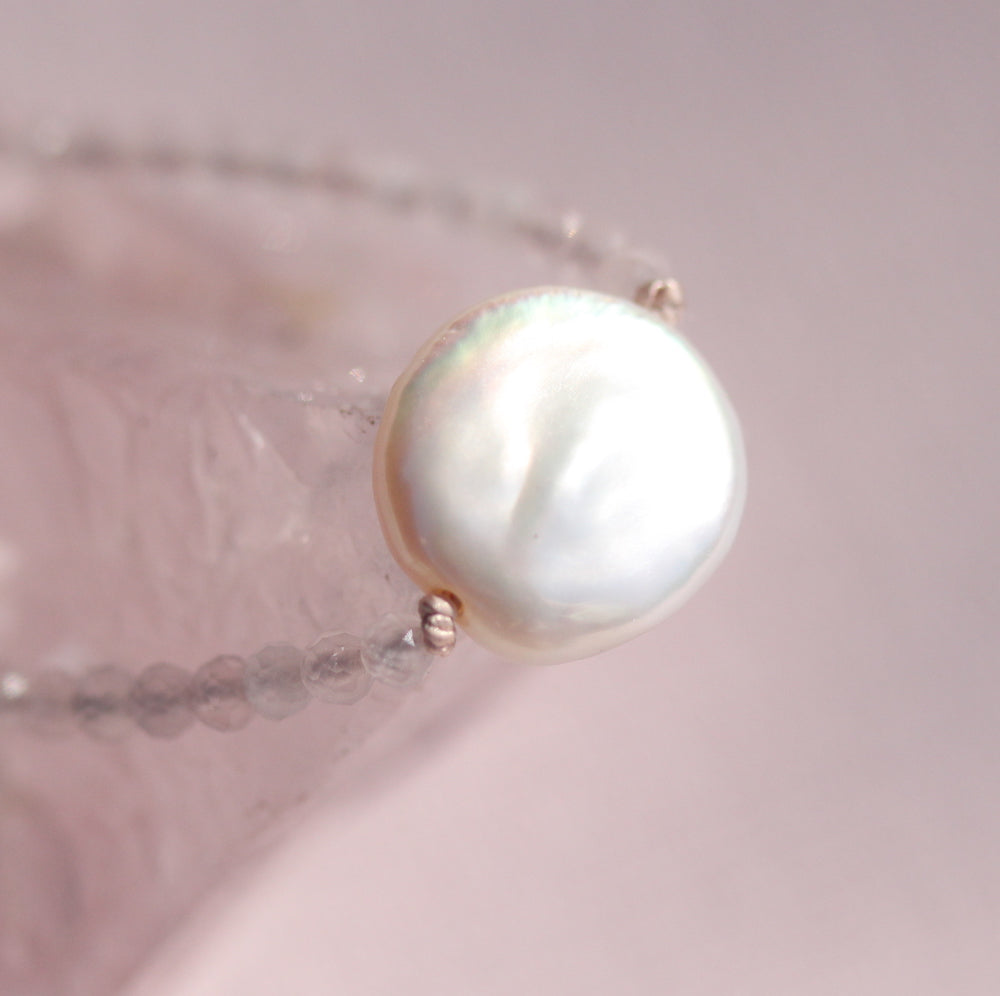 Coin pearl and Rose quartz bracelet