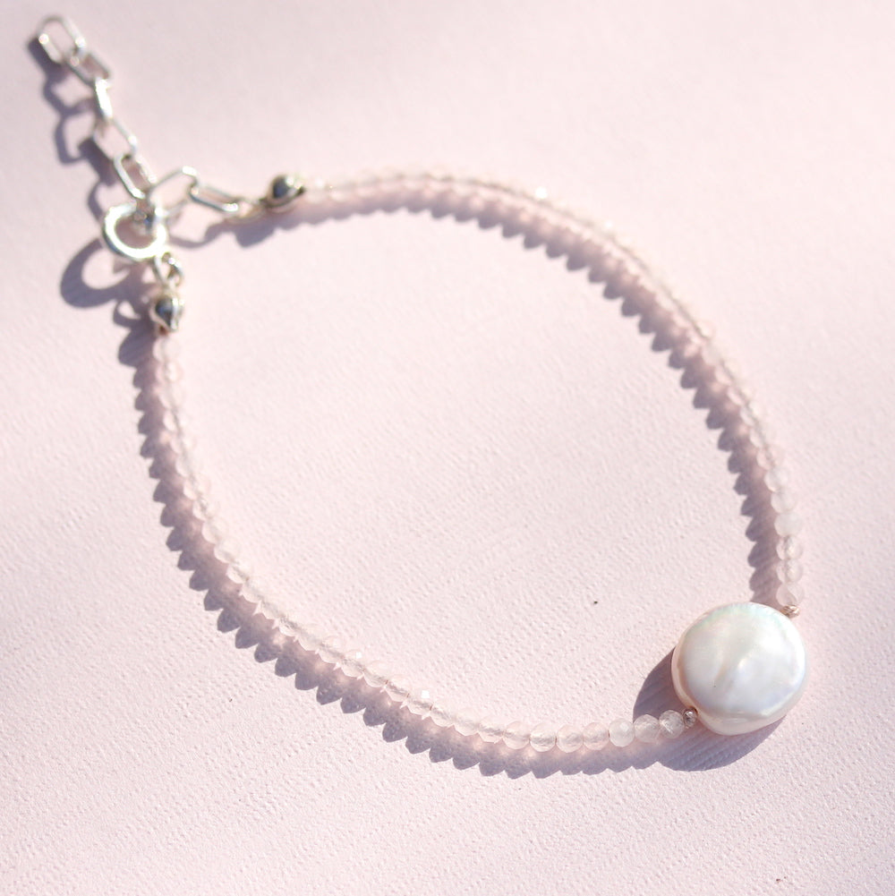 Coin pearl and Rose quartz bracelet