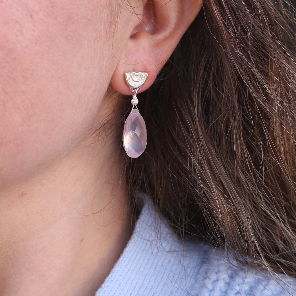 Rose Quartz drop earring