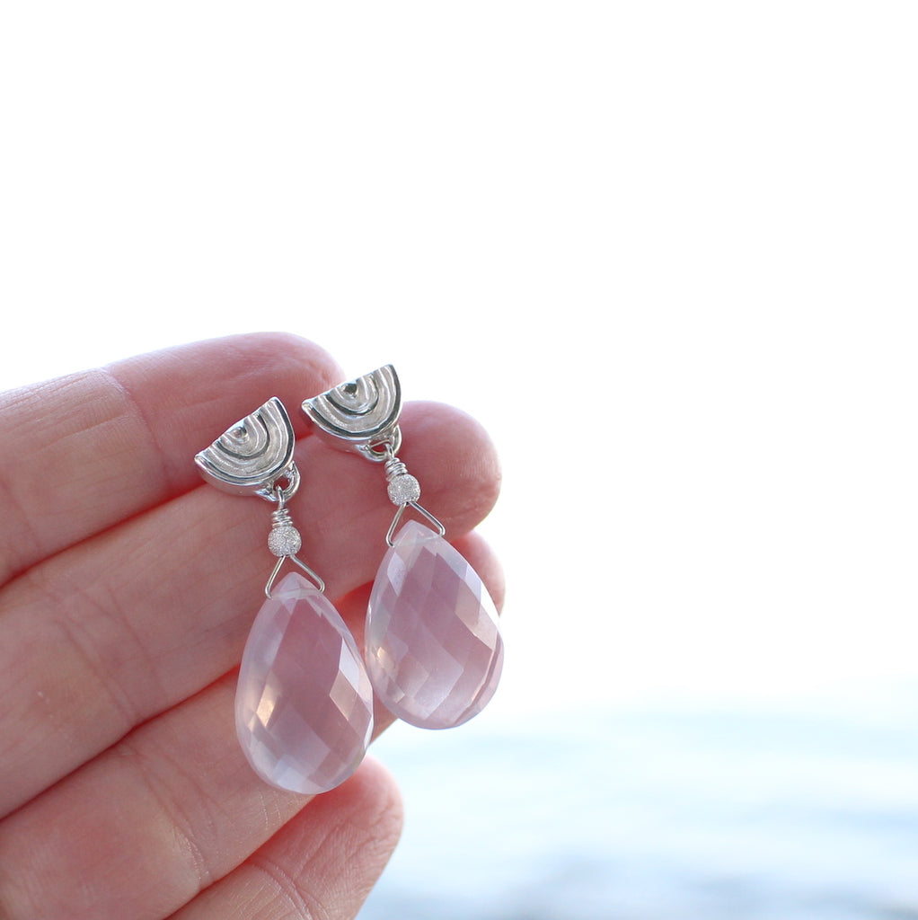 Rose Quartz drop earring