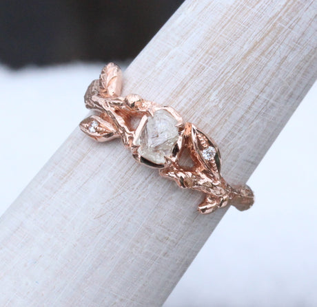 Rough diamond engagement ring
