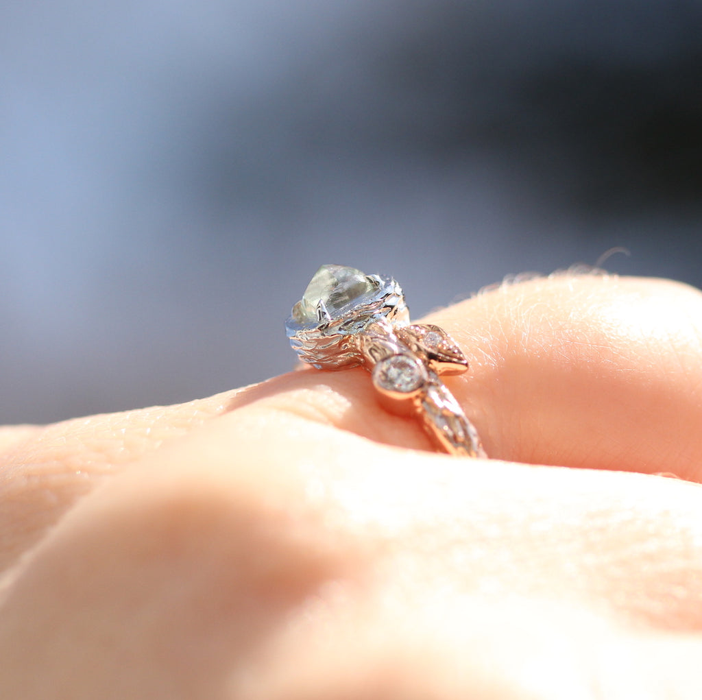 Rough diamond engagement ring