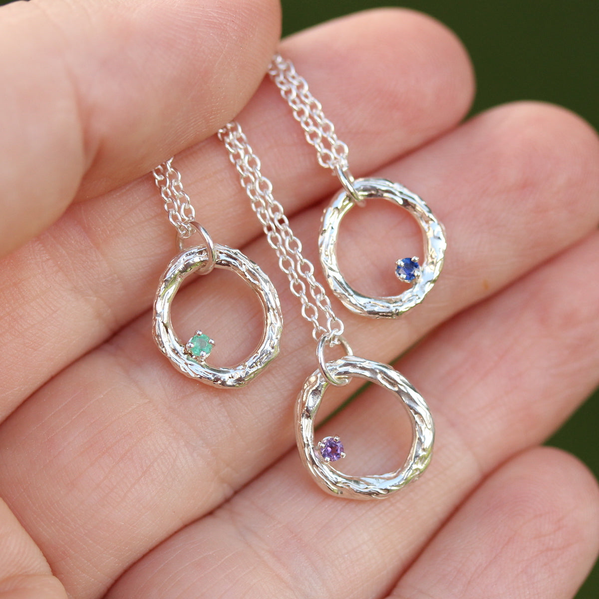 Birthstone Circle branch necklace