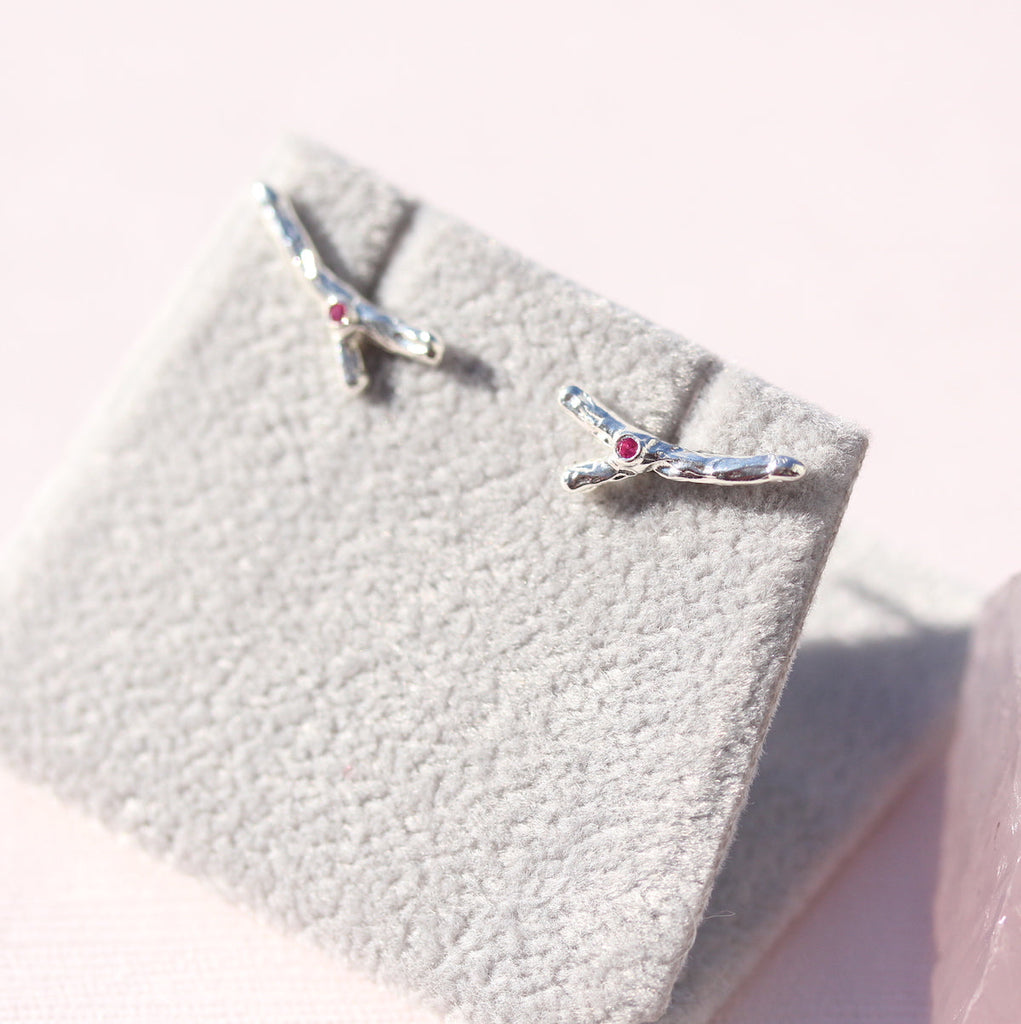 Small Branch Earrings in silver