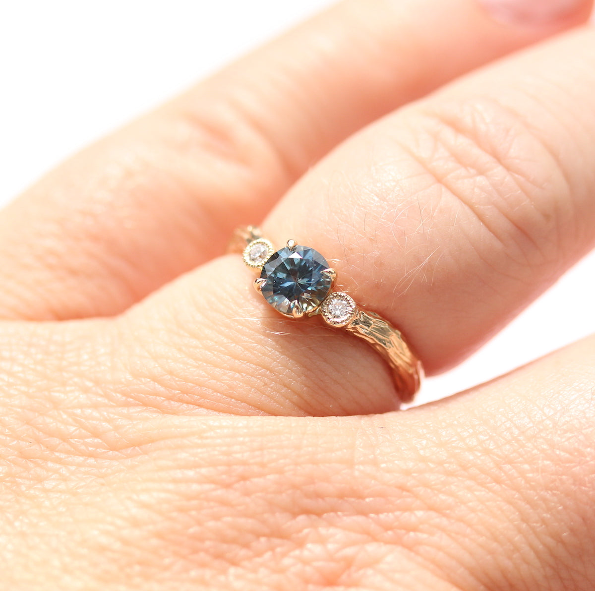 Three stone sapphire organic ring