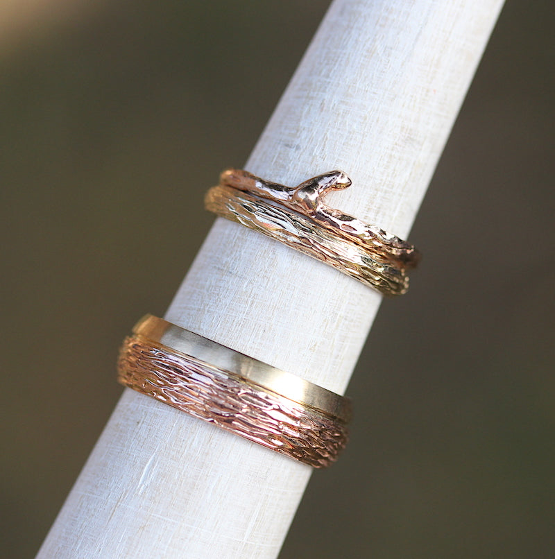 his and her branch wedding bands