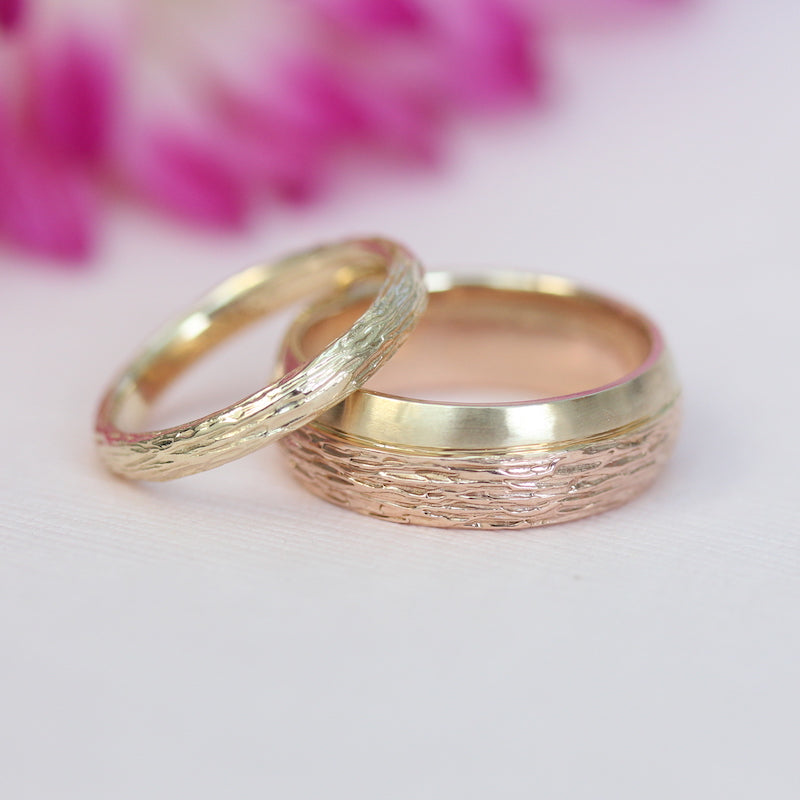 his and her branch wedding bands