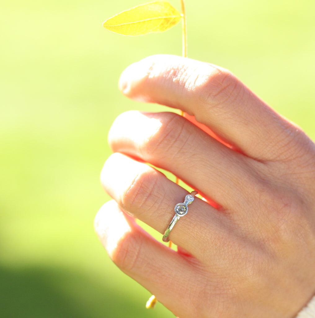 Rose cut diamond stacking ring