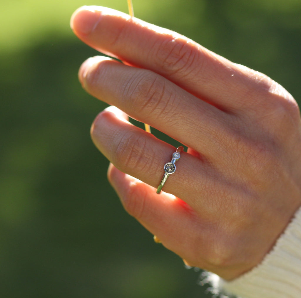 Rose cut diamond stacking ring