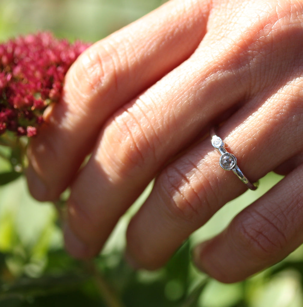 Rose cut diamond stacking ring