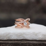 Wide Rose gold diamond ring
